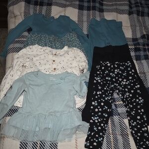 Carter's Floral Buttoned Top - White and Black